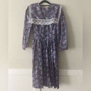 Vintage Gunne Sax 1980's Floral Prairie Long Sleeve Dress Size 7